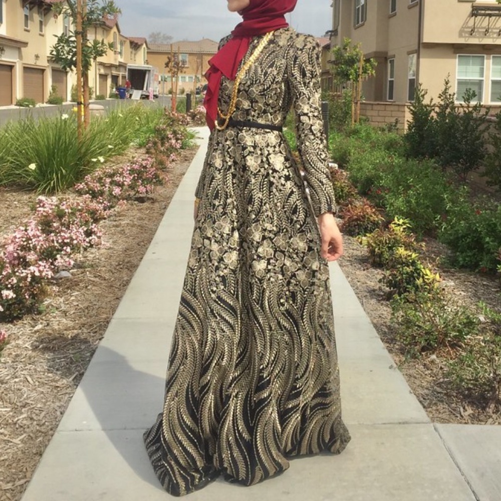 Turkish Elegant modest embroidered luxury maxi long sleeve dress size 40…